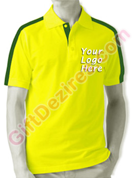 Designer Yellow and Green Color Logo Custom T Shirts